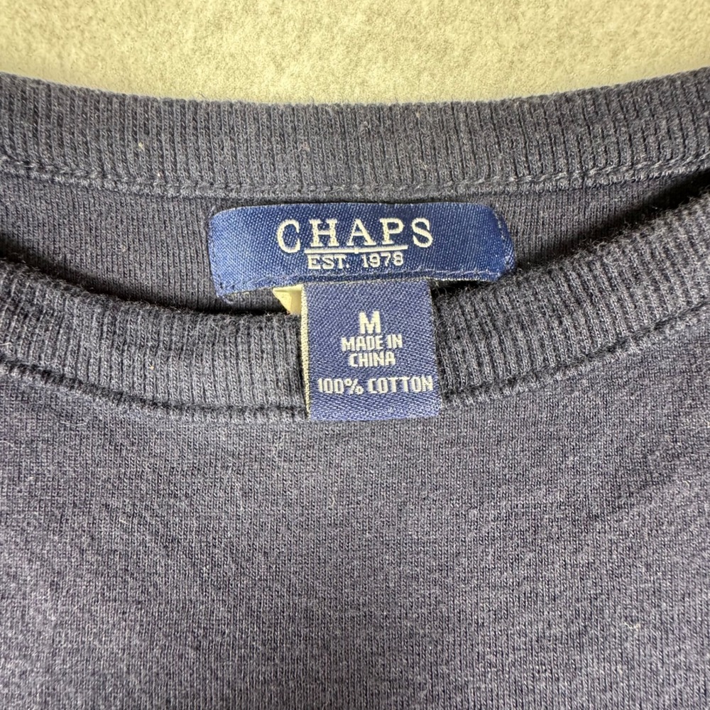 Chaps Womens Navy Blue Striped Boat Neck Cotton Top Gold Shoulder Buttons Size M - Picture 2 of 4
